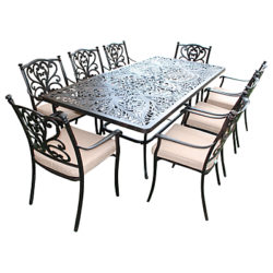 LG Outdoor Devon 8 Seater Rectangular Dining Table & Chairs Set, Bronze